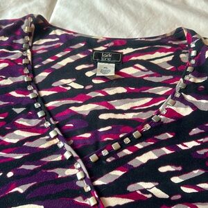 V-neck faux wrap t-shirt top